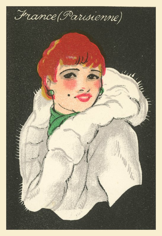 Piger fra mange lande: Frankrig, Parisienne (farvelitografi) af English School