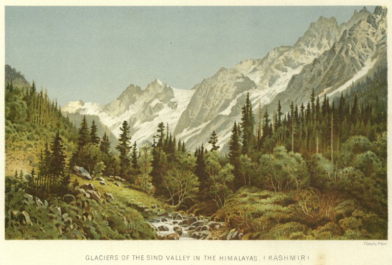 Gletschere i Sind-dalen i Himalaya, Kashmir af English School