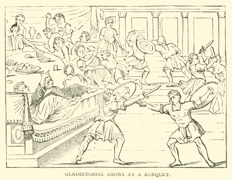 Gladiatorshows ved en banket af English School