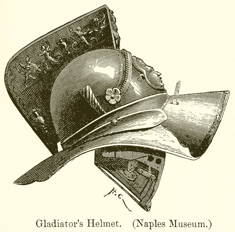 Gladiator hjelm. (Napoli Museum) af English School