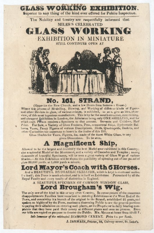 Glasarbejdsudstilling, 161 Strand, juli 1834 af English School
