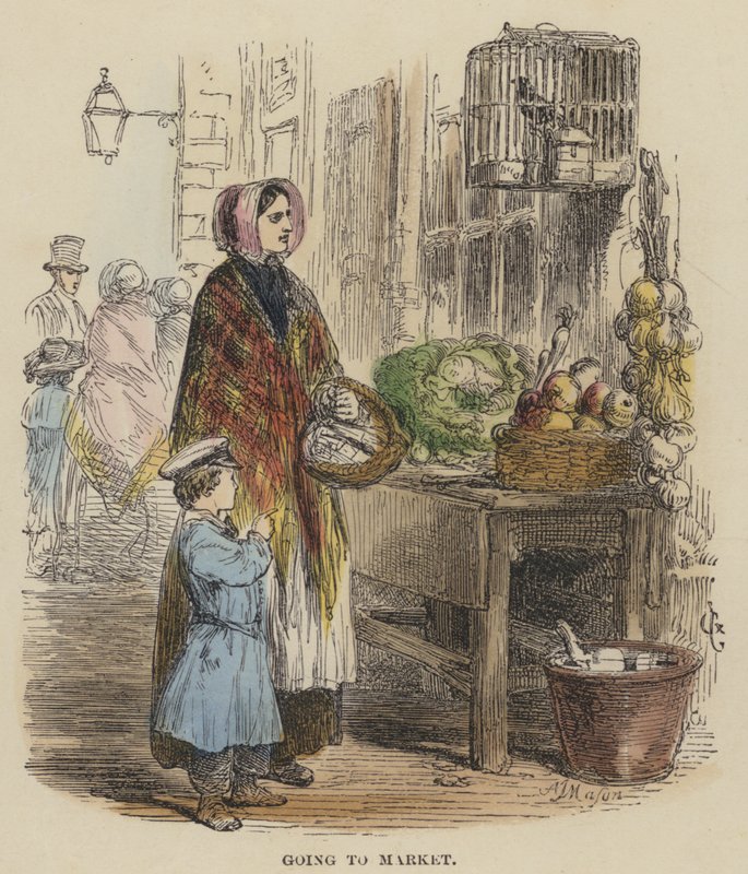 Going to Market (farvegravering) af English School