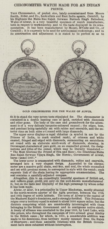 Guldkronometer for Walee of Alwur (gravering) af English School