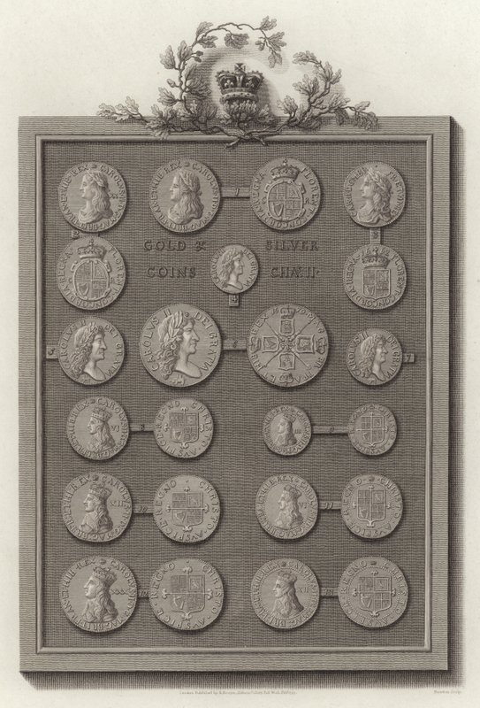 Guld- og sølvmønter, Chas II af English School