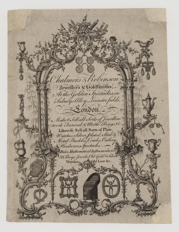 Guld- og sølvsmede, Chalmers og Robinson, fagkort af English School