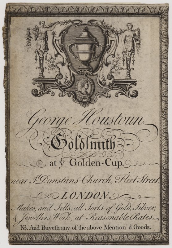 Guld- og sølvsmede, George Houstoun, handelskort af English School