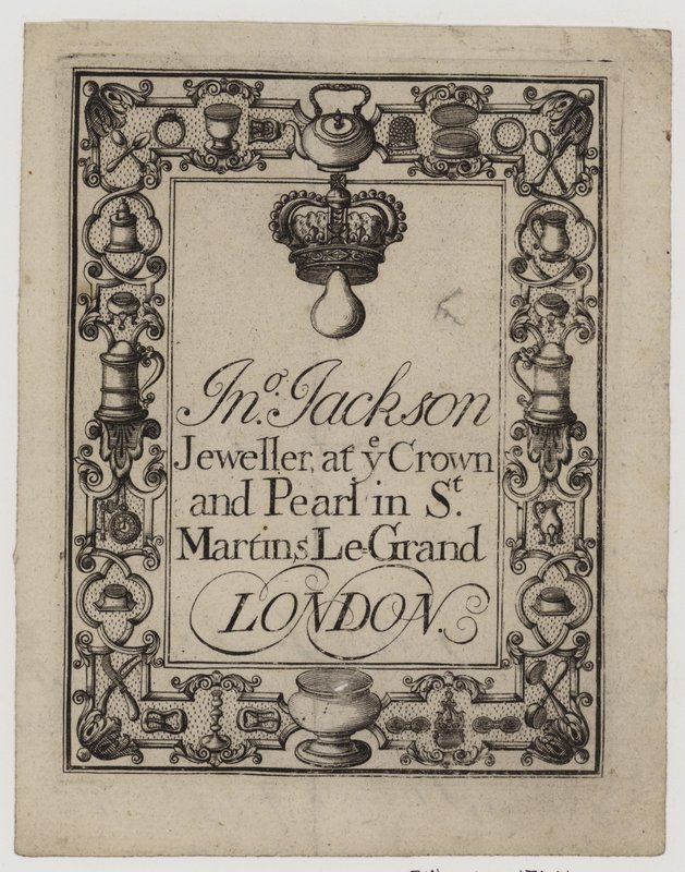 Guldsmede og sølvsmede, i Jackson, handelskort af English School