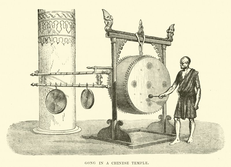 Gong in a Chinese temple  af English School