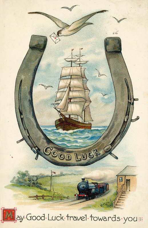 Held og lykke (farve litho) af English School