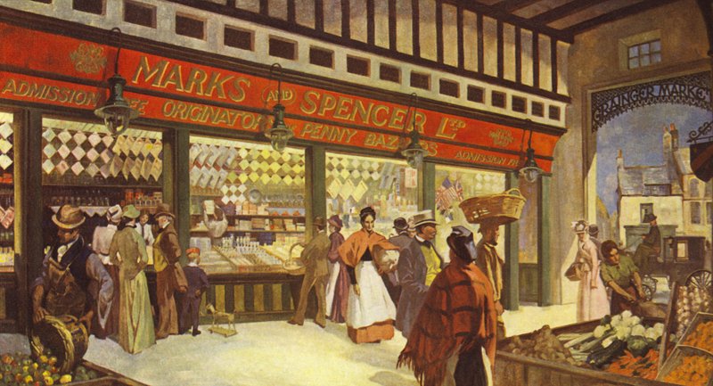 Grainger Market Hall Bazaar Newcastle, eksisterer stadig i sin oprindelige form, 1895 af English School
