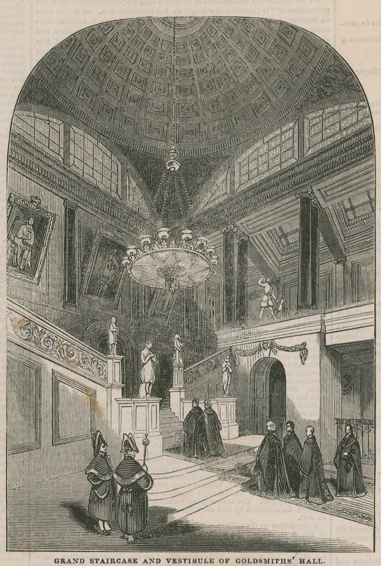 Stor trappe og vestibule i Goldsmiths Hall af English School