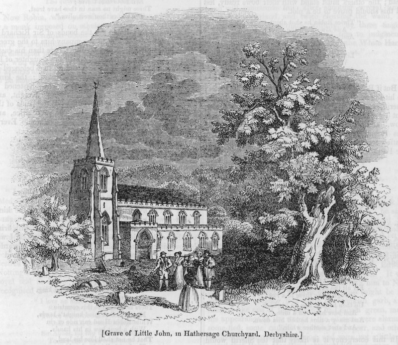 Grav af Little John, i Hathersage Churchyard, Derbyshire (gravering) af English School