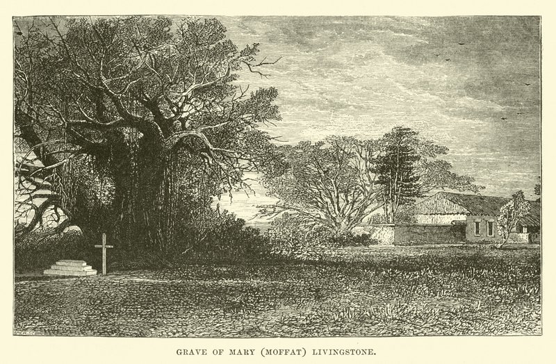 Grav af Mary (Moffat) Livingstone af English School