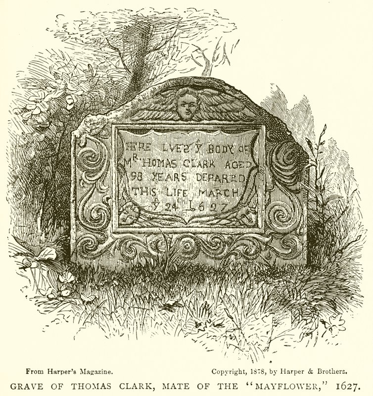 Grav af Thomas Clark, Mate of the Mayflower, 1627 af English School