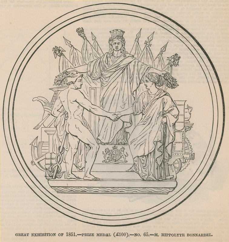 Store udstilling fra 1851 - præmiemedalje (£100), tildelt M Hippolyte Bonnardel af English School