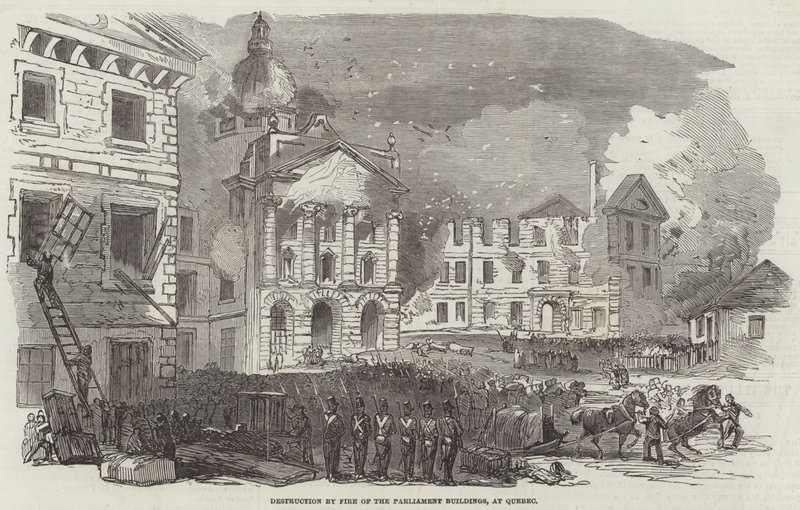 Great Fire at Quebec (gravering) af English School