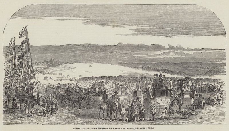 Stort protektionistmøde på Barham Downs (gravering) af English School