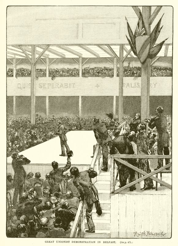 Great Unionist Demonstration i Belfast, 1890 af English School