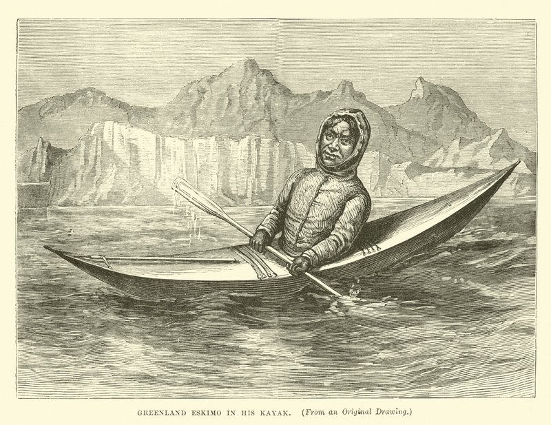 Grønlands Eskimo i sin Kajak af English School