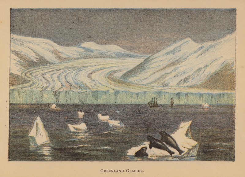 Grønlands gletsjer (farvelitografi) af English School