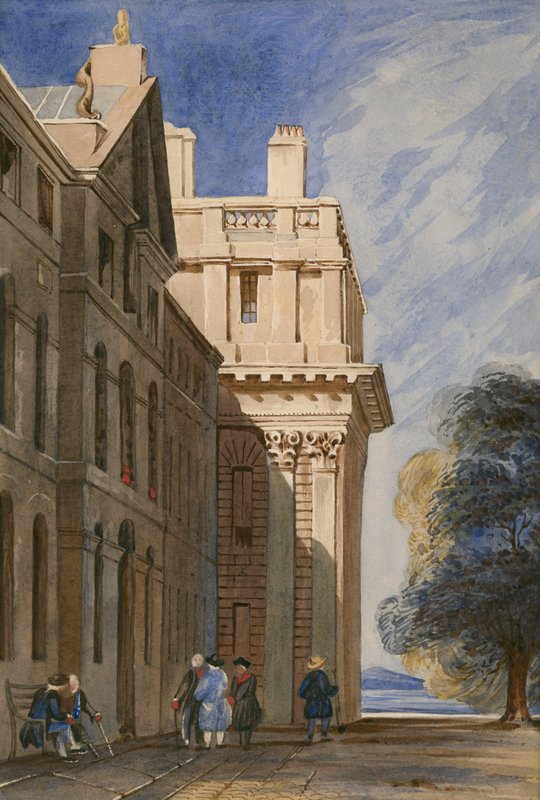 Greenwich Hospital, London (wc på papir) af English School