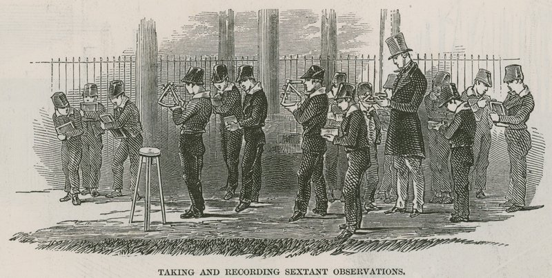 Greenwich Royal Hospital Schools; Tager og optager sextante observationer af English School