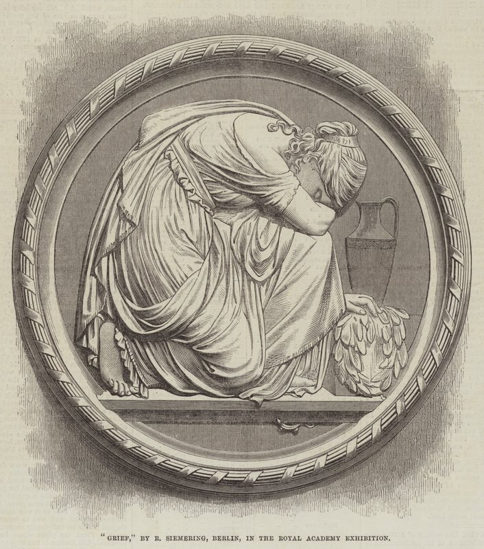 "Grief," af R Siemering, Berlin, i Royal Academy Exhibition (gravering) af English School