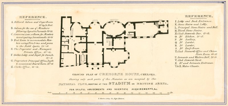 Grundplan for Cremorne House, London af English School