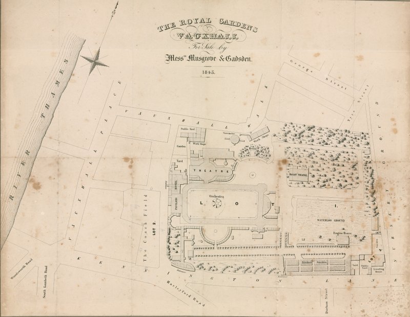 Grundplan for Vauxhall Gardens, London af English School