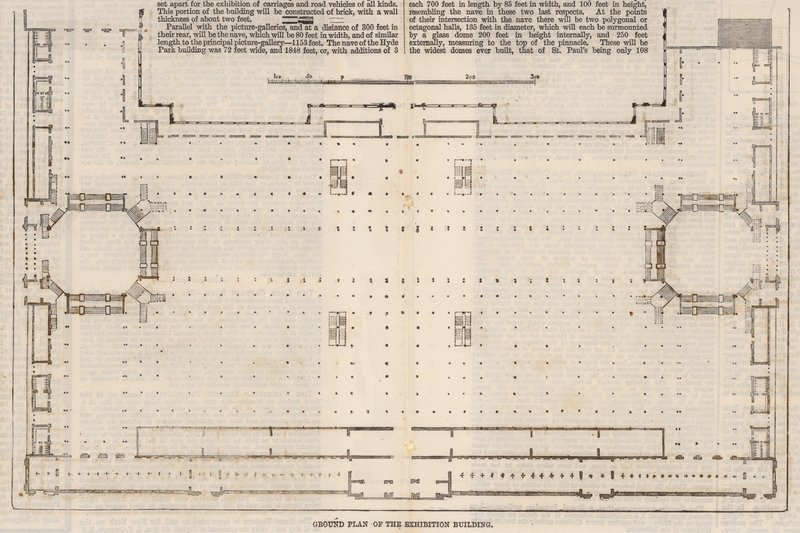 Grundplan for den internationale udstillingsbygning fra 1862 af English School