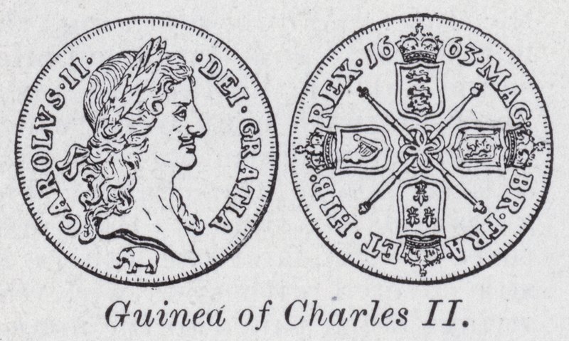 Guinea af Charles II (litho) af English School