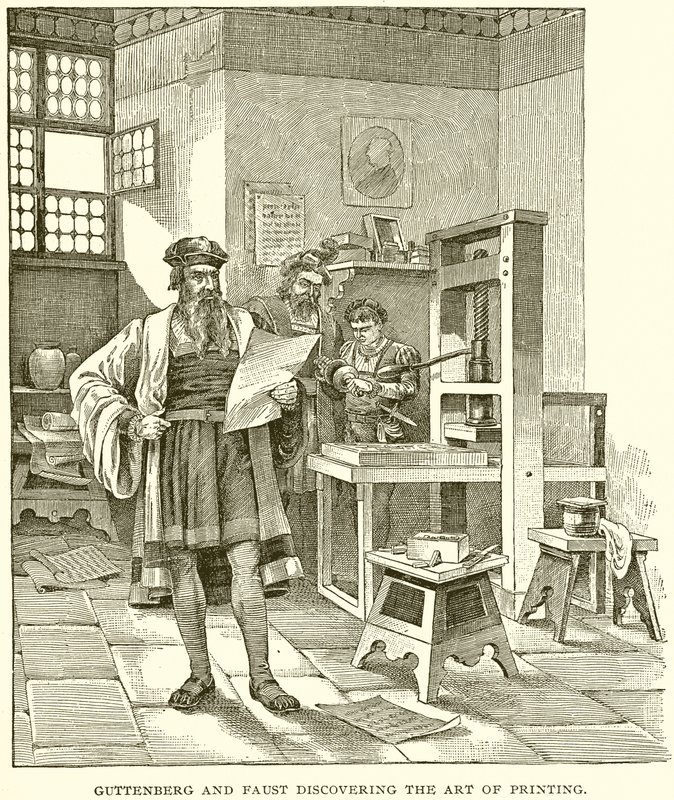 Guttenberg og Faust opdager trykkekunsten af English School