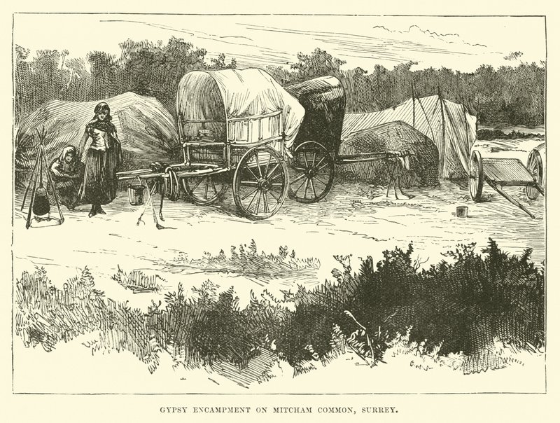 Sigøjnerlejr på Mitcham Common, Surrey af English School