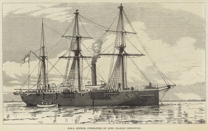 HMS Condor, kommanderet af Lord Charles Beresford (gravering) af English School