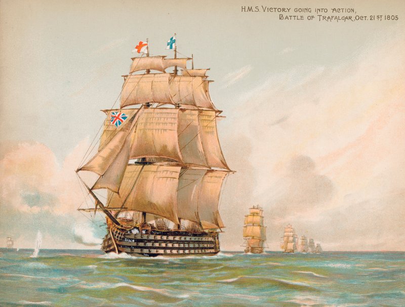 HMS Victory i slaget ved Trafalgar af English School