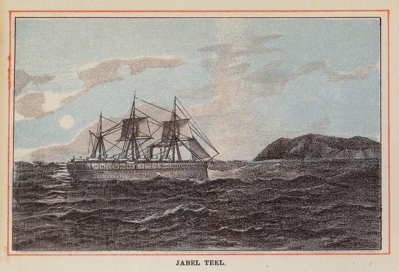 HM Indian Troop-Ship: Jabel Teel (koloreret stik) af English School