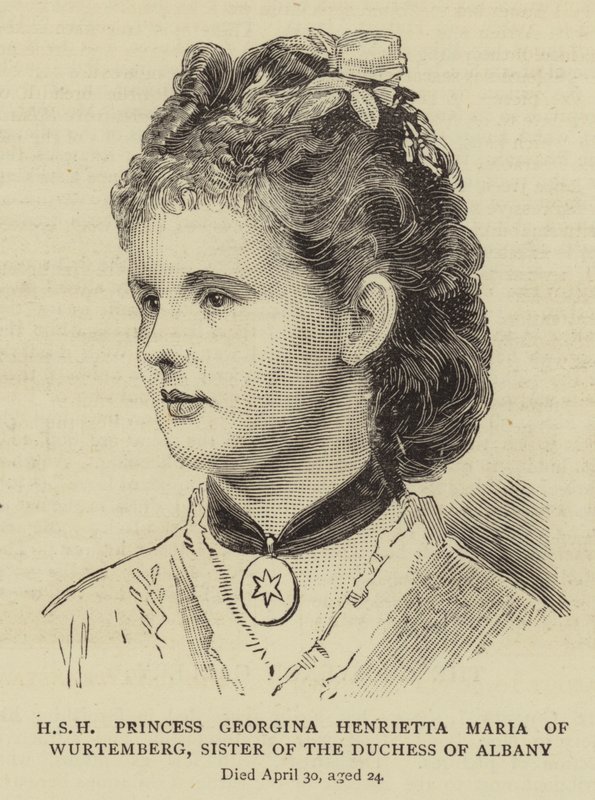 HSH Prinsesse Georgina Henrietta Maria af Würtemberg, søster til hertuginden af Albany (gravering) af English School