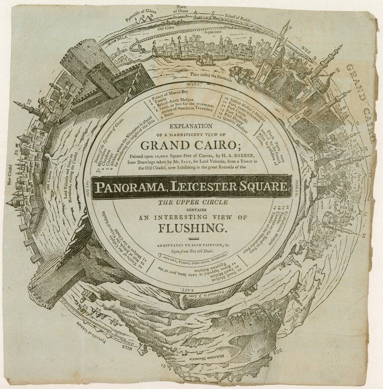 H A Barkers udsigt over Grand Cairo, malet på 10.000 kvadratfod lærred, Panorama, Leicester Square, London af English School