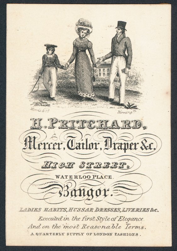 H Pritchard, mercer, skrædder og draper, handelskort af English School