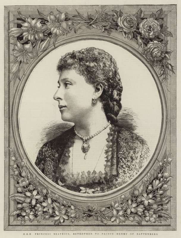 H R H Prinsesse Beatrice, forlovet med prins Henrik af Battenberg (gravering) af English School