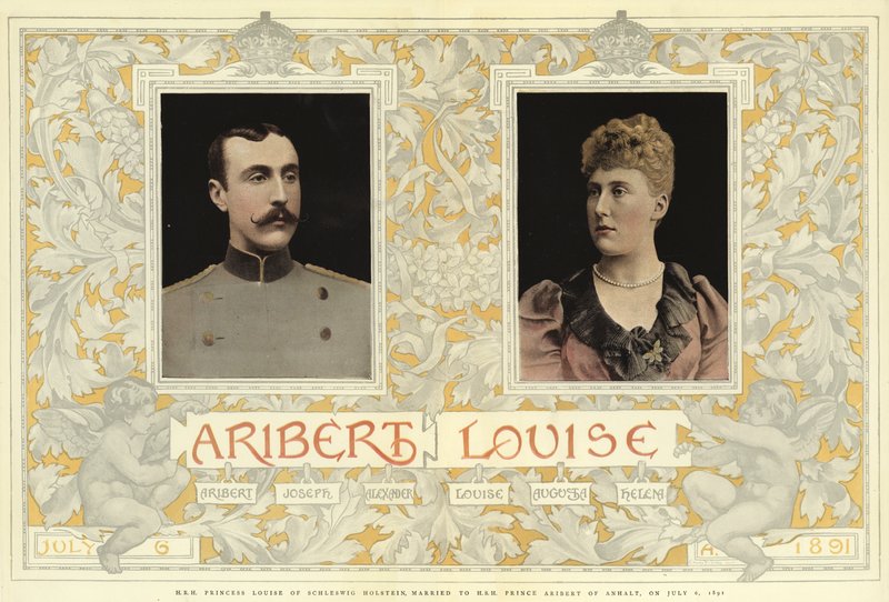 H.K.H. Prinsesse Louise af Slesvig-Holsten, gift med H.S.H. Prins Aribert af Anhalt, den 6. juli 1891 (farvelitografi) af English School