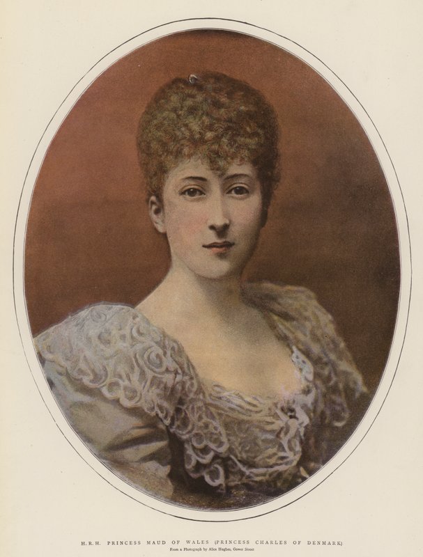 H R H Prinsesse Maud af Wales, Prinsesse Charles af Danmark (farve litho) af English School