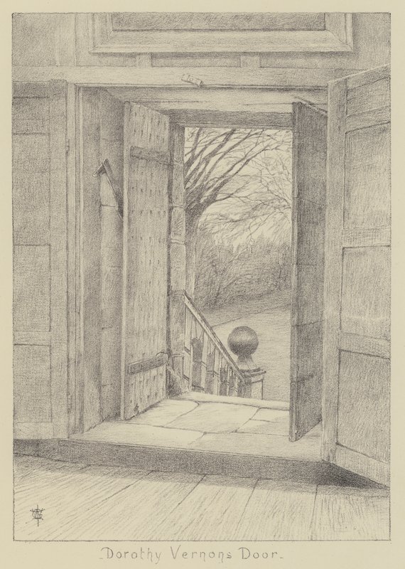 Haddon Hall, Dorothy Vernons dør (litho) af English School