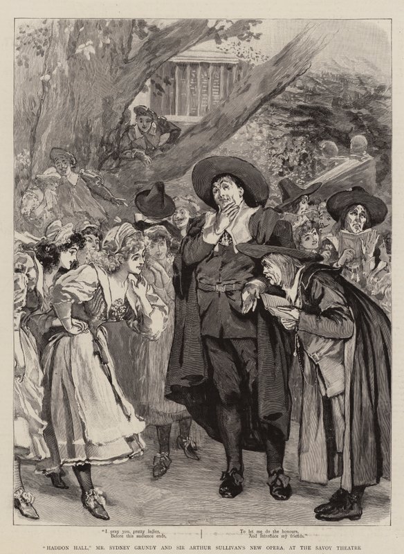 "Haddon Hall," Mr Sydney Grundy og Sir Arthur Sullivans New Opera, på Savoy Theatre (gravering) af English School