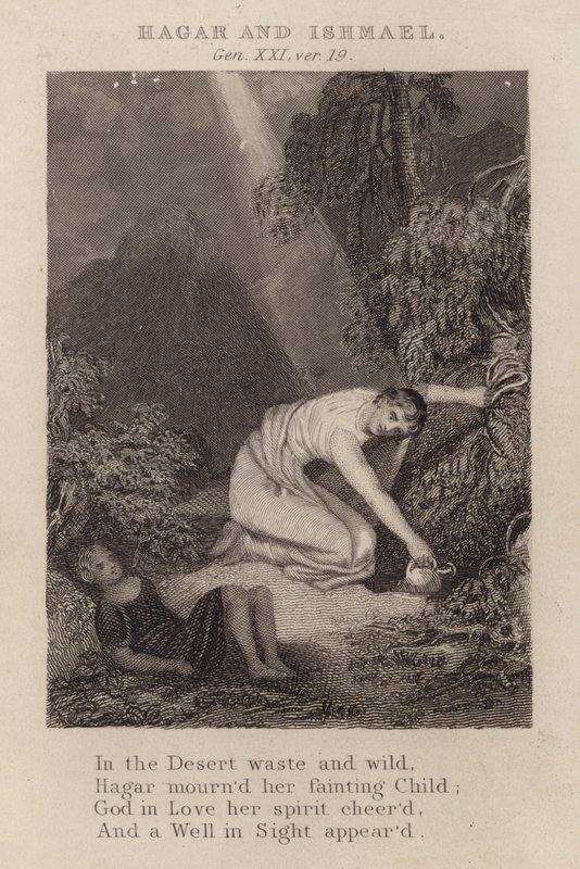 Hagar og Ismael, Genesis XXI, ver 19 (gravering) af English School
