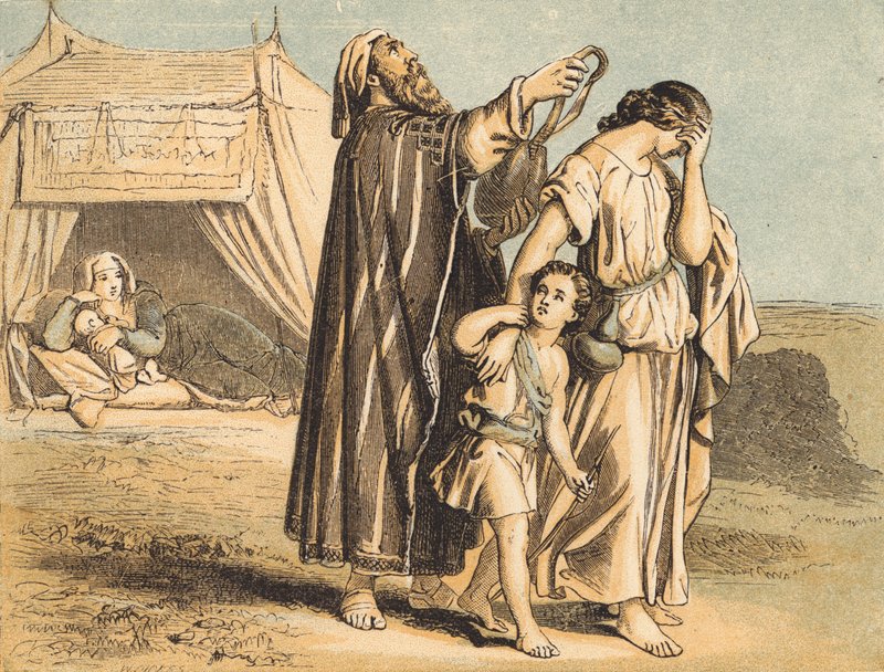 Hagar og Ismael sendt væk (farvet indgravering) af English School