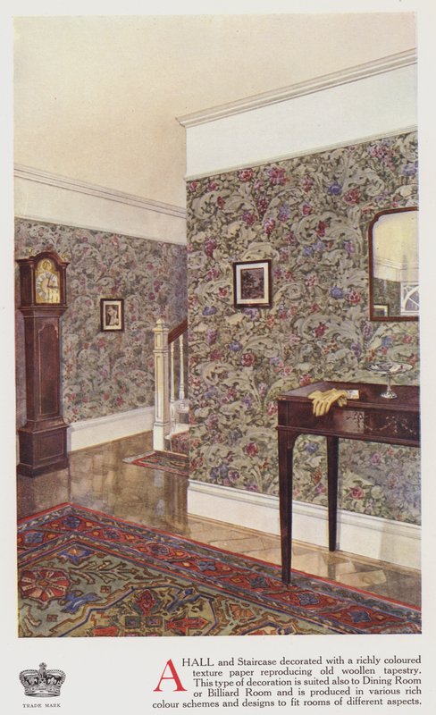 Hall og trappe (farve litho) af English School