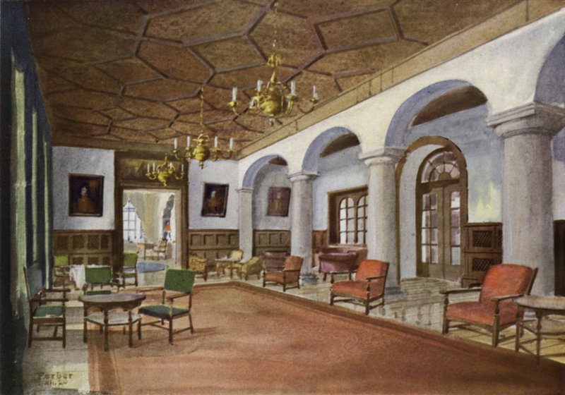 Hall på et hotel (farve litho) af English School