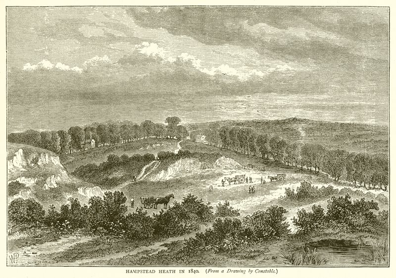 Hampstead Heath i 1840 af English School