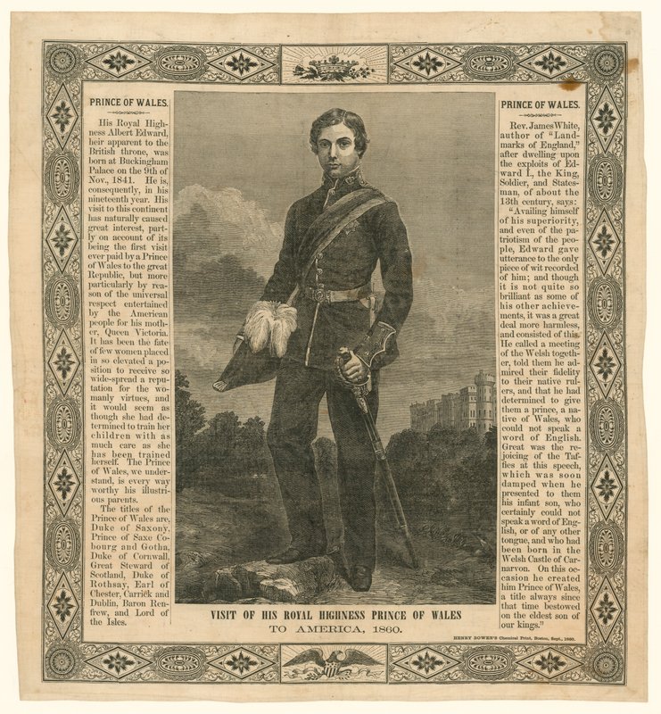 Lommetørklæde til minde om Prinsen af Wales rejse til Amerika, 1860 af English School